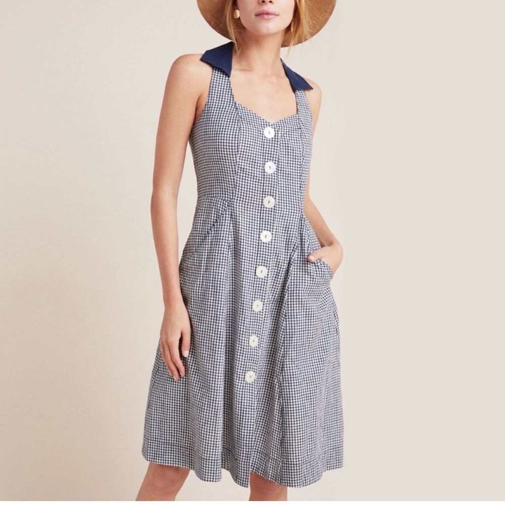 Anthropologie gingham dress size 6